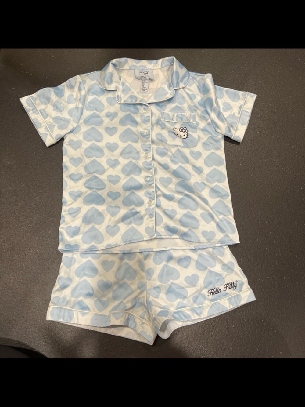 Forever 21 Kids Light Blue & White Hello Kitty Heart Pajama Set